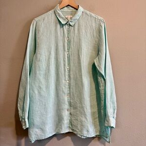 J.Jill Love Linen Essential Shirt Button Up Long Sleeve Beach Coastal Large